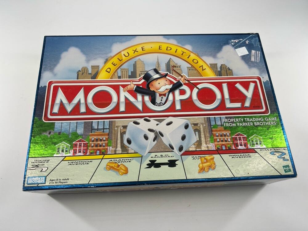 VINTAGE Monopoly Deluxe Edition COMPLETE Parker Brothers 1998 Golden Tokens